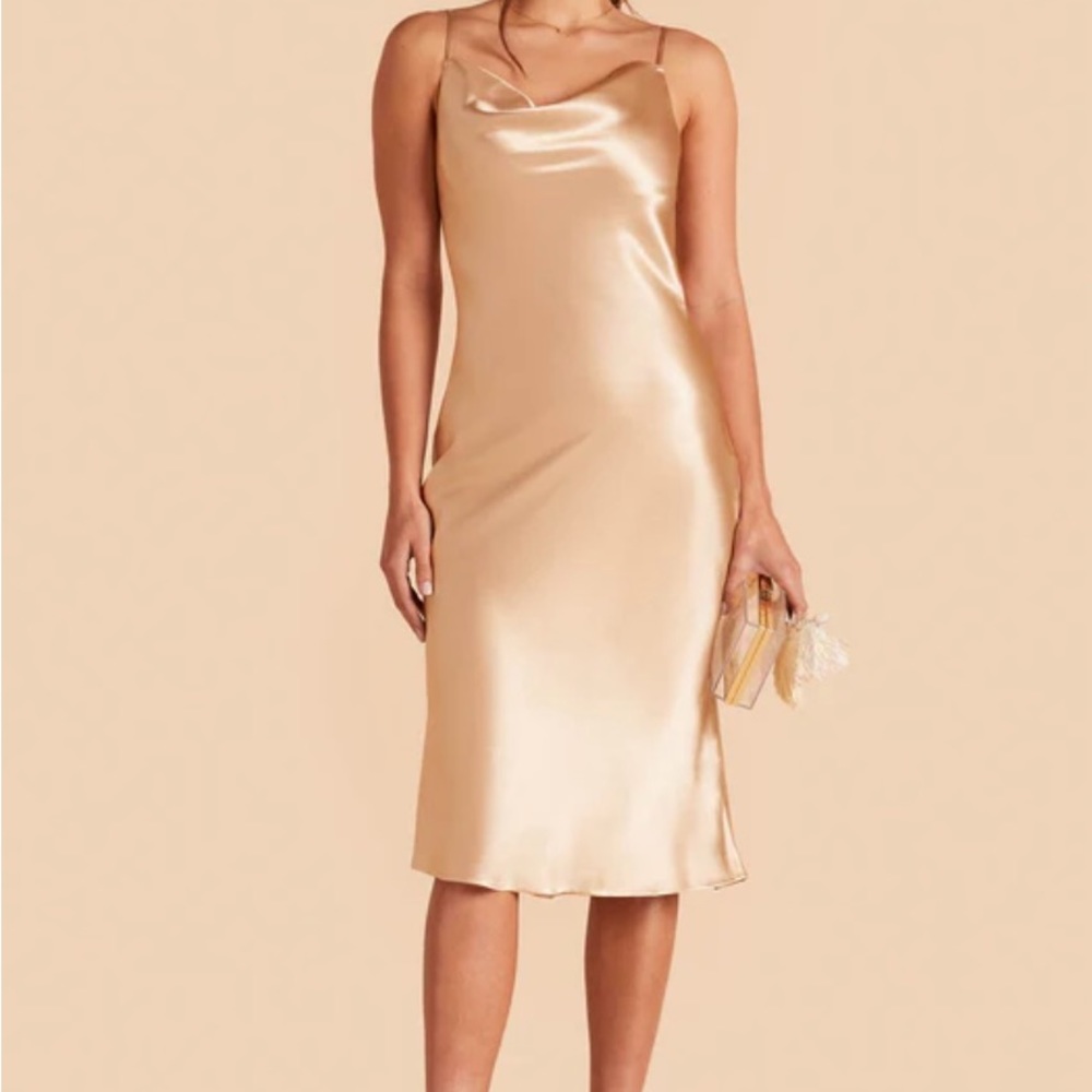 Birdy Grey Lisa Satin Midi Dress in Gold